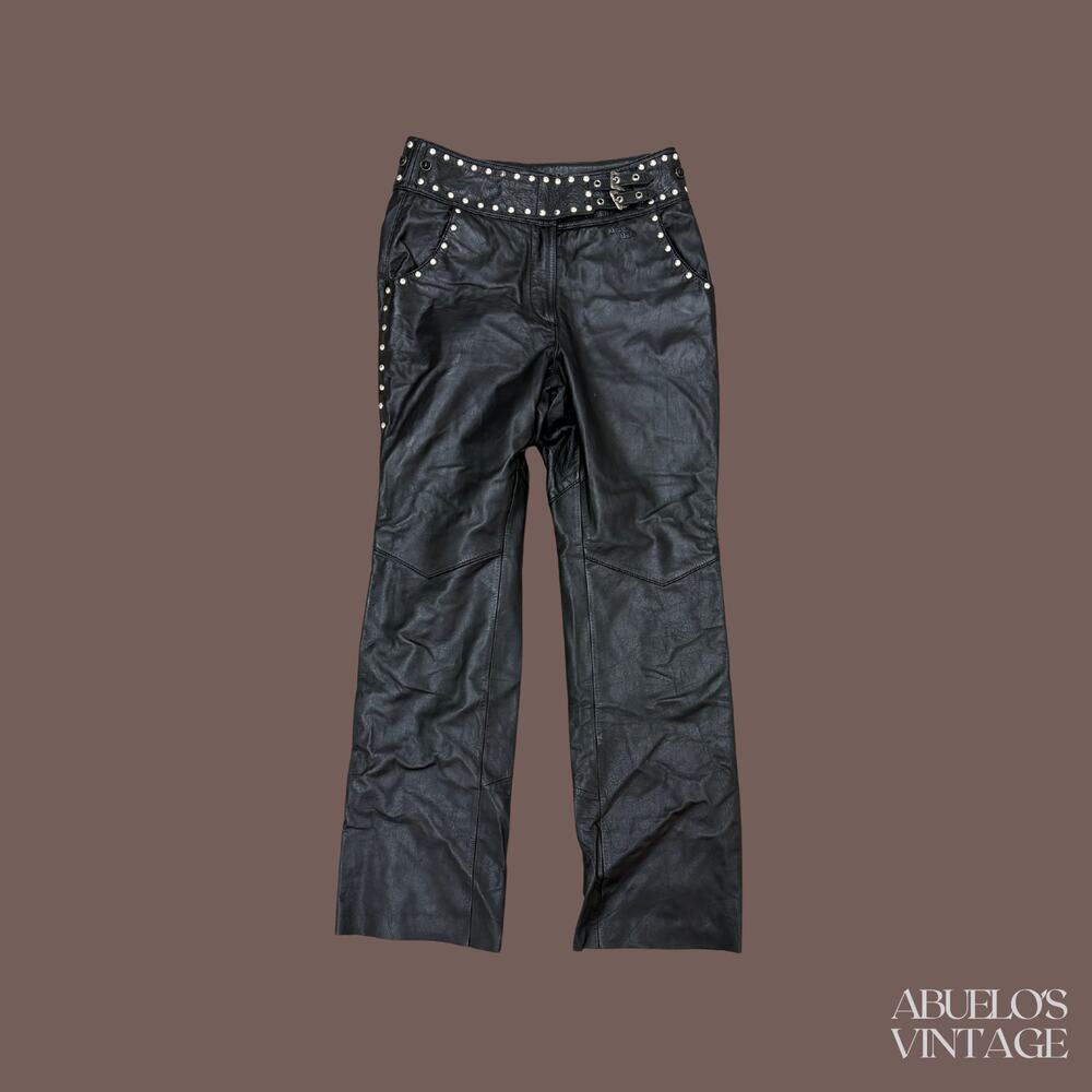 Harley-Davidson Leather Pants | Black Studded | Size 6 | Vintage